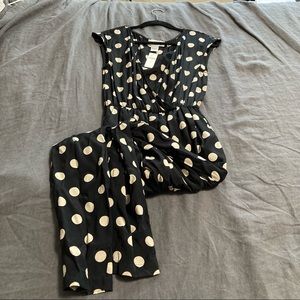 NWT Anthropologie black & white polka dot jumpsuit